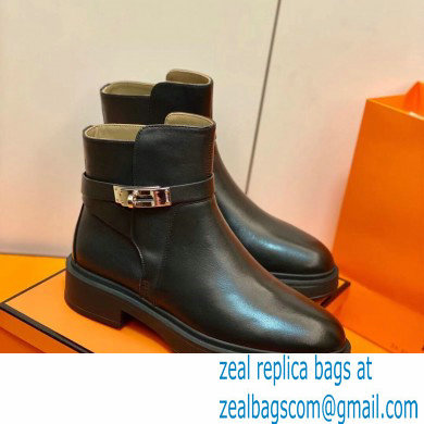 Hermes Veo Ankle Boots Black Handmade