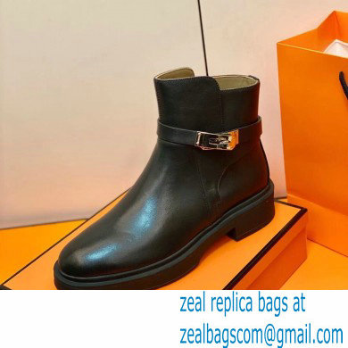 Hermes Veo Ankle Boots Black Handmade