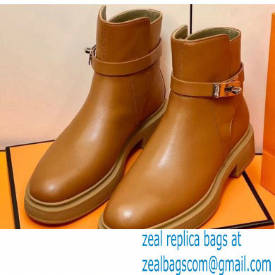 Hermes Veo Ankle Boots Brown Handmade