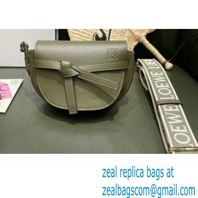 Loewe Mini Gate Dual Bag Army Green in Soft Calfskin and Jacquard 2021