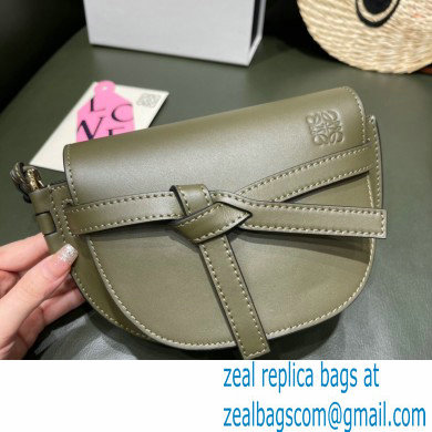 Loewe Mini Gate Dual Bag Army Green in Soft Calfskin and Jacquard 2021 - Click Image to Close