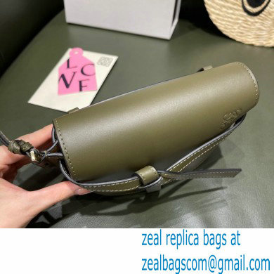 Loewe Mini Gate Dual Bag Army Green in Soft Calfskin and Jacquard 2021 - Click Image to Close