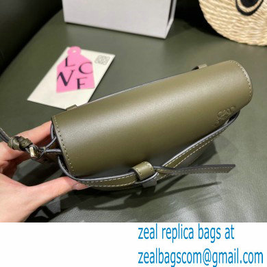 Loewe Mini Gate Dual Bag Army Green in Soft Calfskin and Jacquard 2021