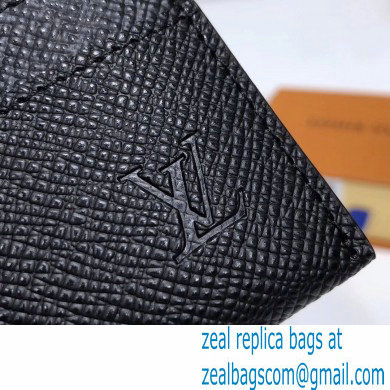 Louis Vuitton Double Card Holder Taiga Leather Black M32730