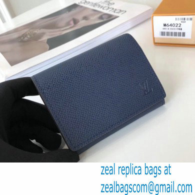 Louis Vuitton Enveloppe Carte de visite Card Holder Taiga Leather Ocean Blue