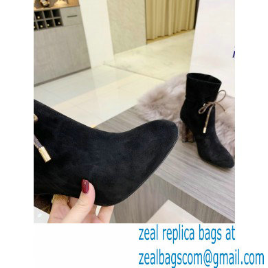Louis Vuitton Heel 10cm Silhouette Ankle Boots Suede Black 2021