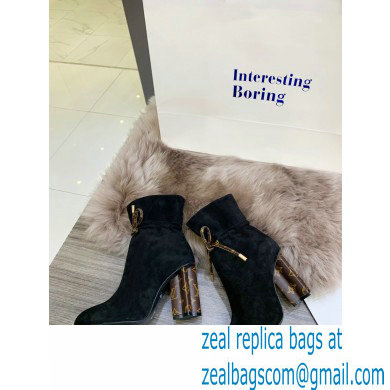 Louis Vuitton Heel 10cm Silhouette Ankle Boots Suede Black 2021