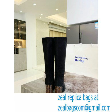 Louis Vuitton Heel 10cm Silhouette High Boots Suede Black 2021