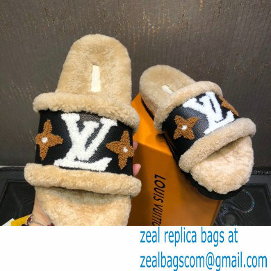 Louis Vuitton Shearling Paseo Flat Comfort Mules Beige 2021