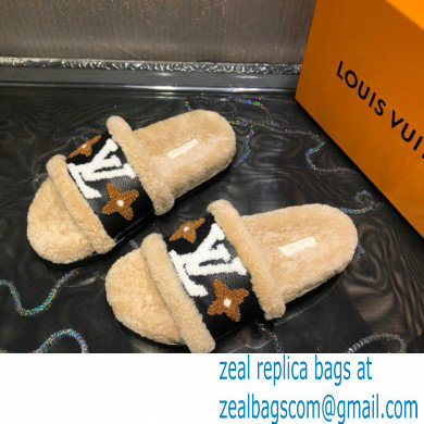 Louis Vuitton Shearling Paseo Flat Comfort Mules Beige 2021