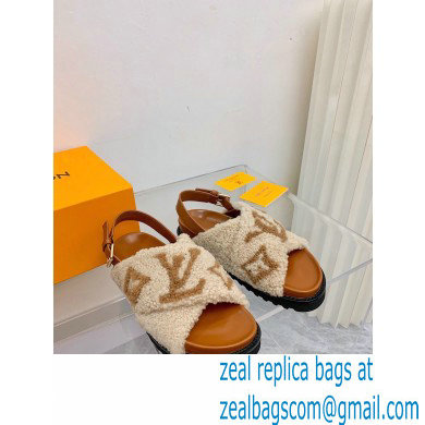 Louis Vuitton Shearling Paseo Flat Comfort Sandals Brown 2021 - Click Image to Close