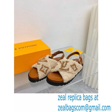 Louis Vuitton Shearling Paseo Flat Comfort Sandals Brown 2021 - Click Image to Close