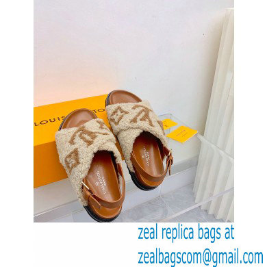 Louis Vuitton Shearling Paseo Flat Comfort Sandals Brown 2021 - Click Image to Close