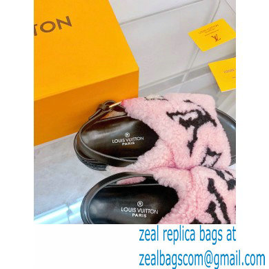 Louis Vuitton Shearling Paseo Flat Comfort Sandals Pink 2021