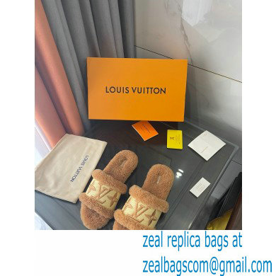 Louis Vuitton Shearling and Raffia Lock It Flat Mules Brown 2021