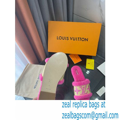 Louis Vuitton Shearling and Raffia Lock It Flat Mules Dark Pink 2021
