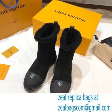 Louis Vuitton Suede and Shearling Lining Snowdrop Flat Ankle Boots Black 2021 - Click Image to Close