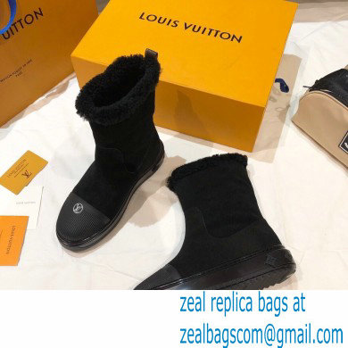 Louis Vuitton Suede and Shearling Lining Snowdrop Flat Ankle Boots Black 2021 - Click Image to Close