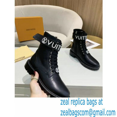 Louis Vuitton Territory Flat Ranger Ankle Boots Black with Adjustable Velcro Strap 2021