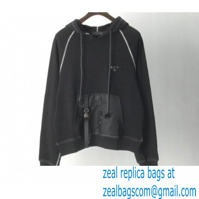 Prada Hoodie Sweatshirt Black with nylon details 2021