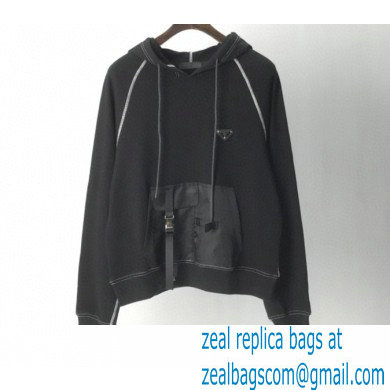 Prada Hoodie Sweatshirt Black with nylon details 2021 - Click Image to Close