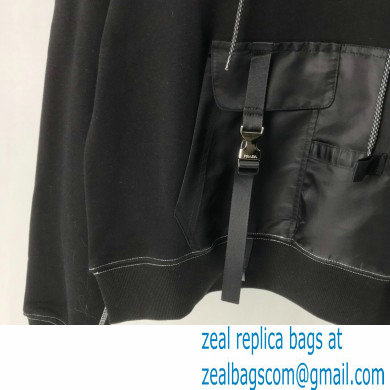 Prada Hoodie Sweatshirt Black with nylon details 2021