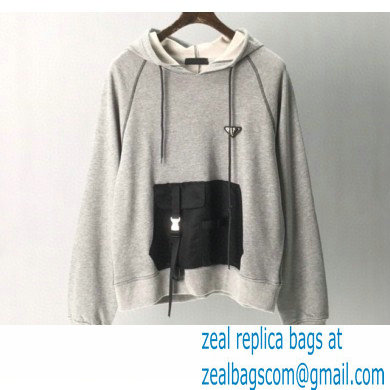 Prada Hoodie Sweatshirt Gray with nylon details 2021