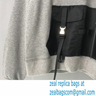 Prada Hoodie Sweatshirt Gray with nylon details 2021