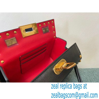 Valentino Rockstud Alcove Grainy Calfskin Box Bag Black 2021