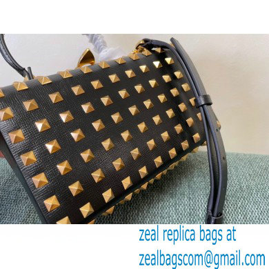 Valentino Rockstud Alcove Grainy Calfskin Box Bag Black With All-over Studs 2021