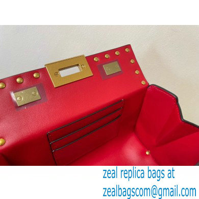 Valentino Rockstud Alcove Grainy Calfskin Box Bag Red 2021