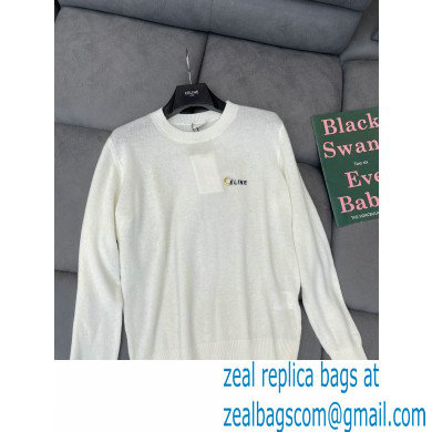 celine logo cashmere sweater white 2021