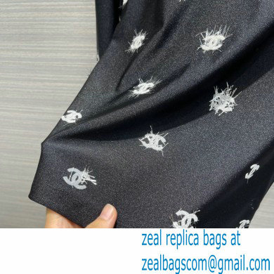 chanel logo embroidery U-neck shirt BLACK 2021