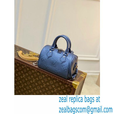 louis vuitton grained Monogram Empreinte leather Speedy Bandouliere 20 m58958 blue