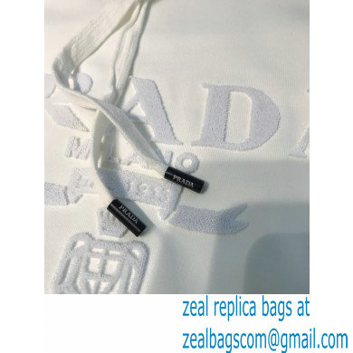 prada 2021 FW LOGO Embroidery HOODIE WHITE