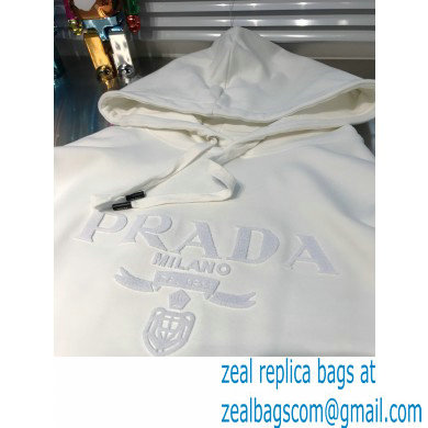 prada 2021 FW LOGO Embroidery HOODIE WHITE