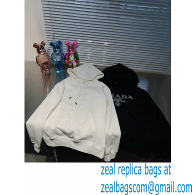 prada 2021 FW LOGO Embroidery HOODIE WHITE