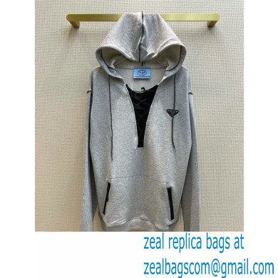 prada 2021 FW TRIANGLE HOODIE GRAY