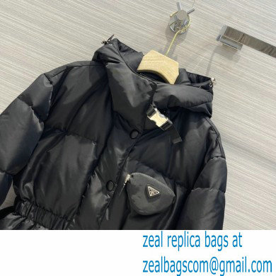 prada Re-Nylon gabardine puffer coat BLACK 2021