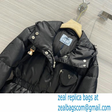 prada Re-Nylon gabardine puffer coat BLACK 2021 - Click Image to Close