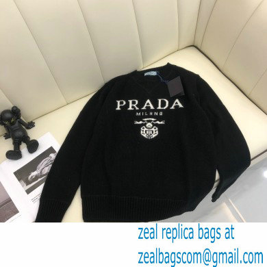 prada logo cashmere sweater black 2021 - Click Image to Close