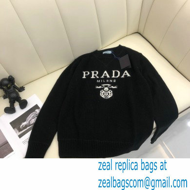 prada logo cashmere sweater black 2021