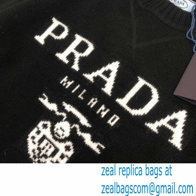 prada logo cashmere sweater black 2021 - Click Image to Close