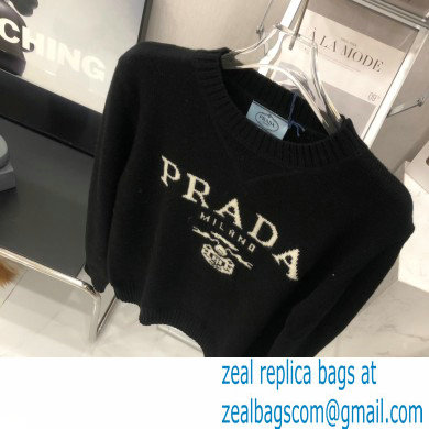 prada logo cashmere sweater black 2021 - Click Image to Close