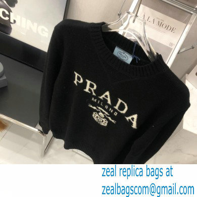 prada logo cashmere sweater black 2021