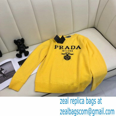 prada logo cashmere sweater yellow 2021