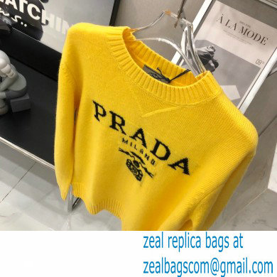 prada logo cashmere sweater yellow 2021