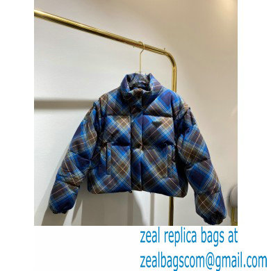 prada plaid puffer jacket BLUE 2021 - Click Image to Close