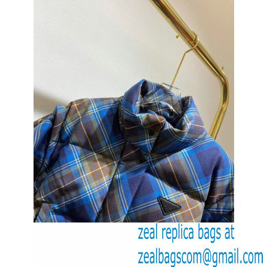 prada plaid puffer jacket BLUE 2021