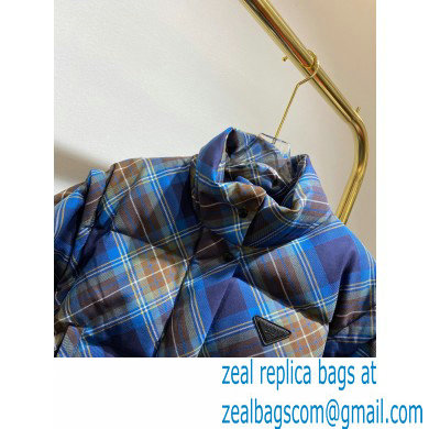 prada plaid puffer jacket BLUE 2021 - Click Image to Close